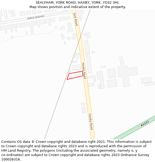 SEALYHAM, YORK ROAD, HAXBY, YORK, YO32 3HL: Location map and indicative extent of plot