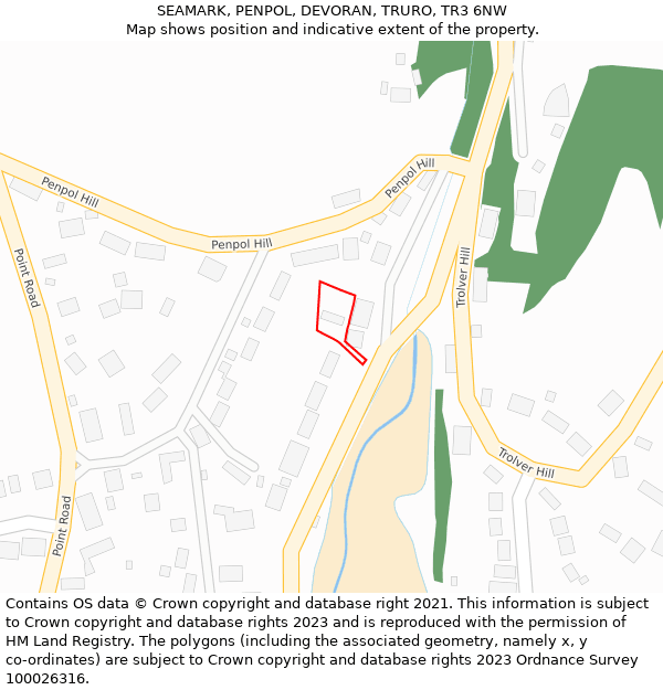 SEAMARK, PENPOL, DEVORAN, TRURO, TR3 6NW: Location map and indicative extent of plot