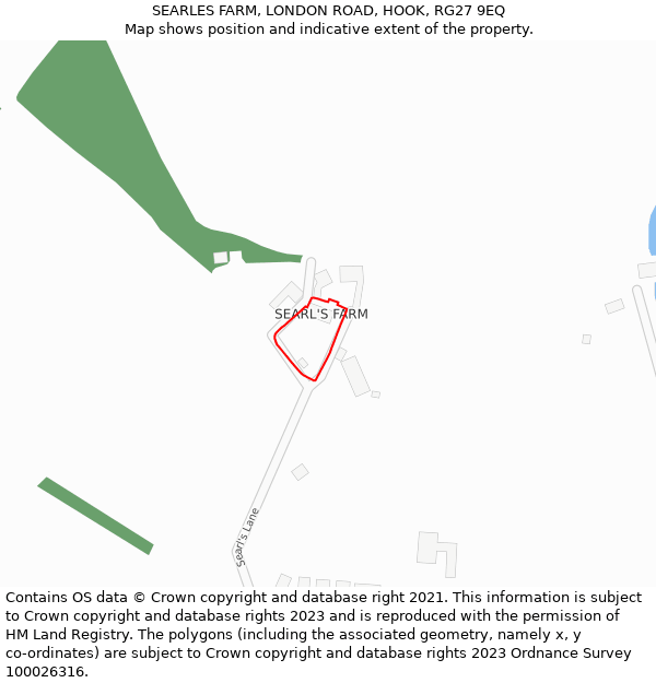 SEARLES FARM, LONDON ROAD, HOOK, RG27 9EQ: Location map and indicative extent of plot