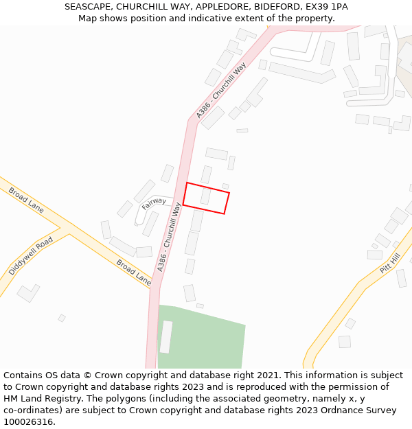 SEASCAPE, CHURCHILL WAY, APPLEDORE, BIDEFORD, EX39 1PA: Location map and indicative extent of plot