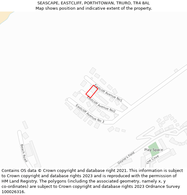 SEASCAPE, EASTCLIFF, PORTHTOWAN, TRURO, TR4 8AL: Location map and indicative extent of plot