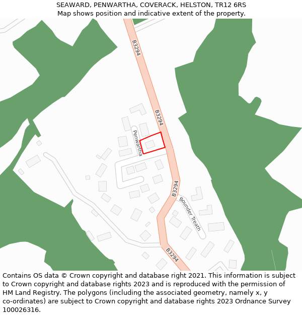 SEAWARD, PENWARTHA, COVERACK, HELSTON, TR12 6RS: Location map and indicative extent of plot