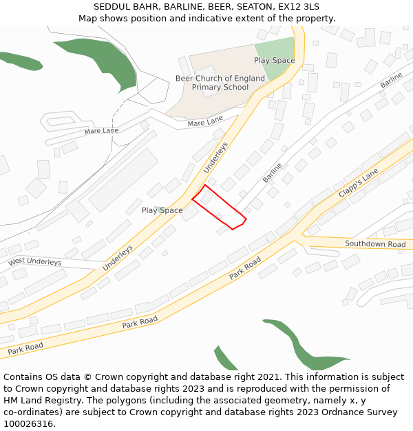 SEDDUL BAHR, BARLINE, BEER, SEATON, EX12 3LS: Location map and indicative extent of plot