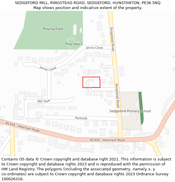 SEDGEFORD MILL, RINGSTEAD ROAD, SEDGEFORD, HUNSTANTON, PE36 5NQ: Location map and indicative extent of plot