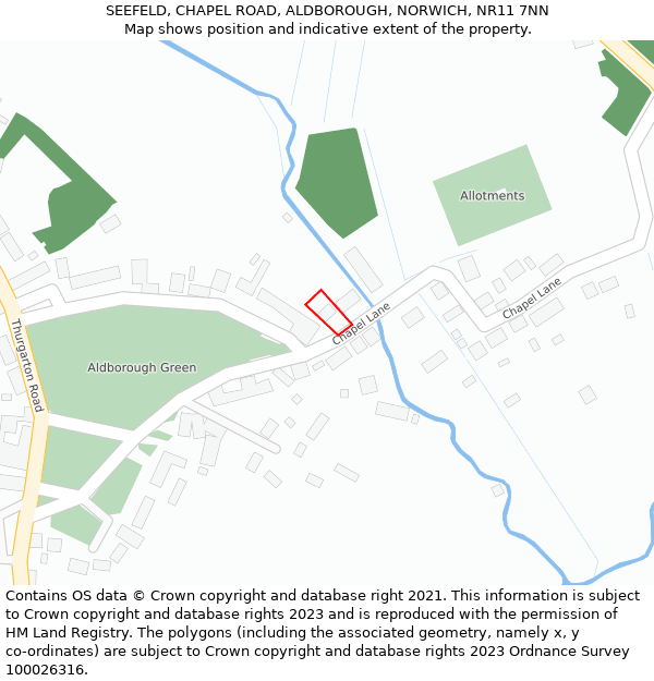 SEEFELD, CHAPEL ROAD, ALDBOROUGH, NORWICH, NR11 7NN: Location map and indicative extent of plot