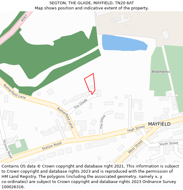 SEGTON, THE GLADE, MAYFIELD, TN20 6AT: Location map and indicative extent of plot