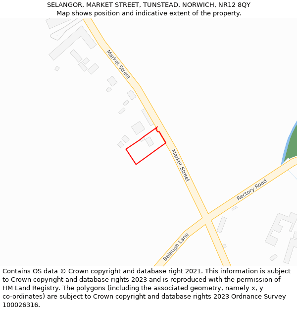 SELANGOR, MARKET STREET, TUNSTEAD, NORWICH, NR12 8QY: Location map and indicative extent of plot