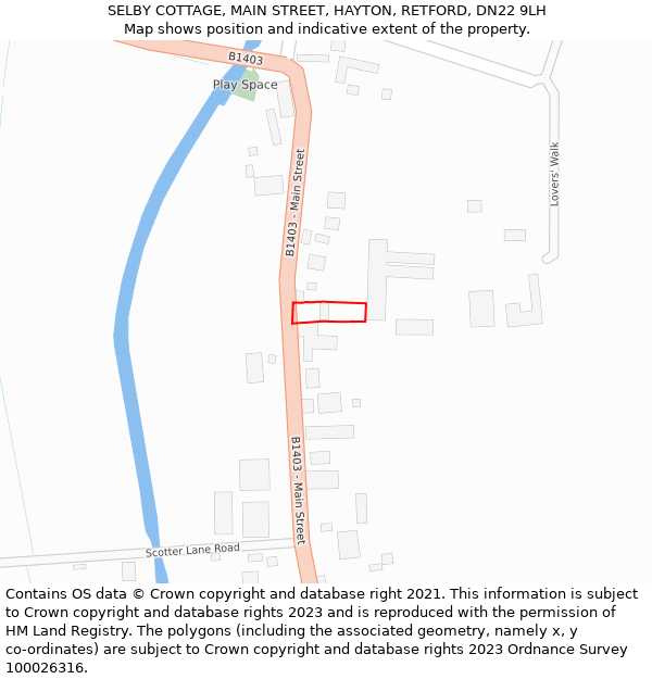 SELBY COTTAGE, MAIN STREET, HAYTON, RETFORD, DN22 9LH: Location map and indicative extent of plot
