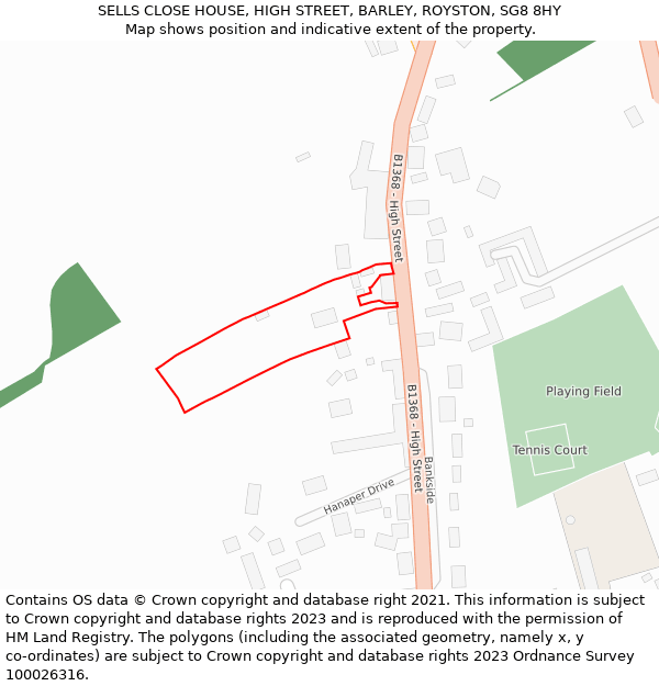 SELLS CLOSE HOUSE, HIGH STREET, BARLEY, ROYSTON, SG8 8HY: Location map and indicative extent of plot