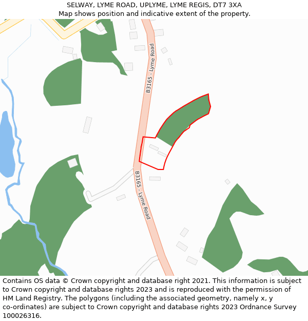 SELWAY, LYME ROAD, UPLYME, LYME REGIS, DT7 3XA: Location map and indicative extent of plot