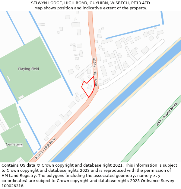 SELWYN LODGE, HIGH ROAD, GUYHIRN, WISBECH, PE13 4ED: Location map and indicative extent of plot