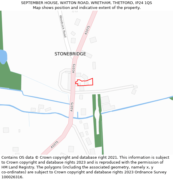 SEPTEMBER HOUSE, WATTON ROAD, WRETHAM, THETFORD, IP24 1QS: Location map and indicative extent of plot