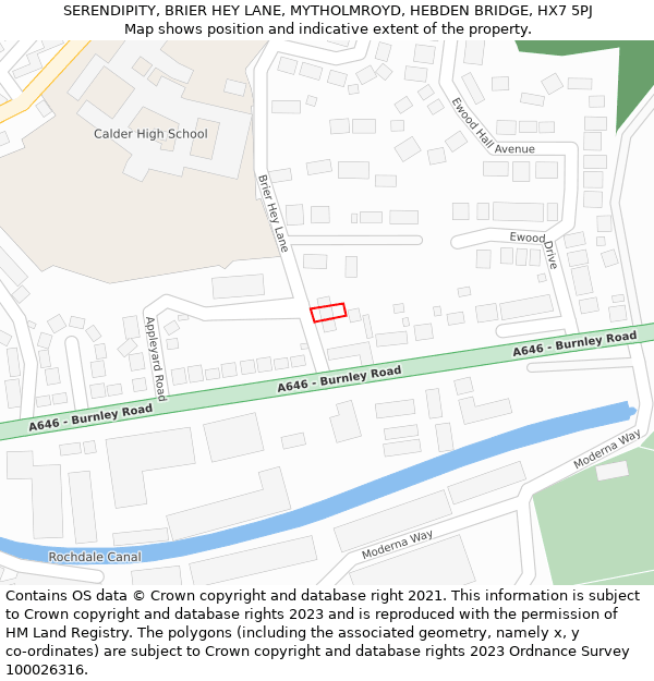 SERENDIPITY, BRIER HEY LANE, MYTHOLMROYD, HEBDEN BRIDGE, HX7 5PJ: Location map and indicative extent of plot