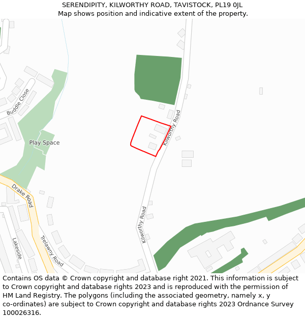 SERENDIPITY, KILWORTHY ROAD, TAVISTOCK, PL19 0JL: Location map and indicative extent of plot