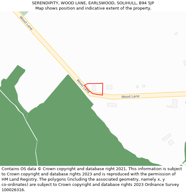 SERENDIPITY, WOOD LANE, EARLSWOOD, SOLIHULL, B94 5JP: Location map and indicative extent of plot