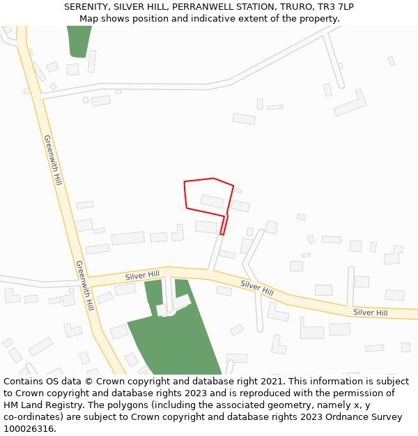 SERENITY, SILVER HILL, PERRANWELL STATION, TRURO, TR3 7LP: Location map and indicative extent of plot