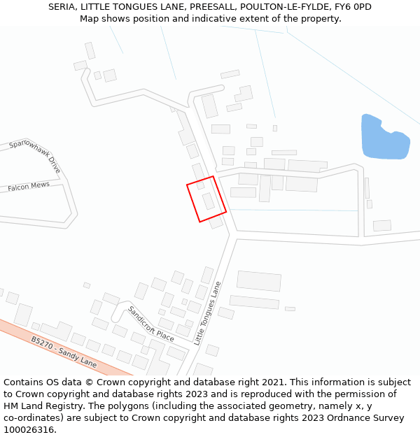 SERIA, LITTLE TONGUES LANE, PREESALL, POULTON-LE-FYLDE, FY6 0PD: Location map and indicative extent of plot