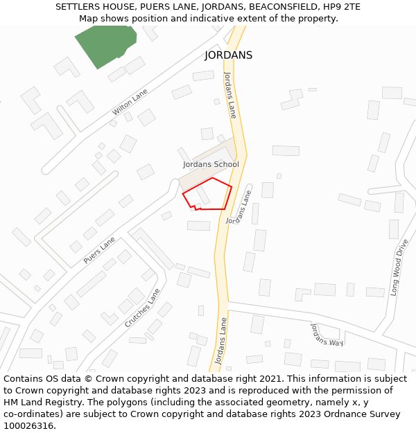 SETTLERS HOUSE, PUERS LANE, JORDANS, BEACONSFIELD, HP9 2TE: Location map and indicative extent of plot