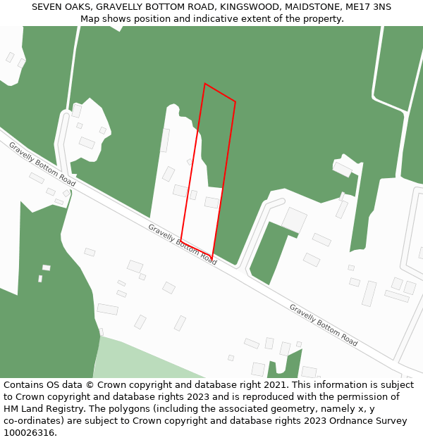 SEVEN OAKS, GRAVELLY BOTTOM ROAD, KINGSWOOD, MAIDSTONE, ME17 3NS: Location map and indicative extent of plot