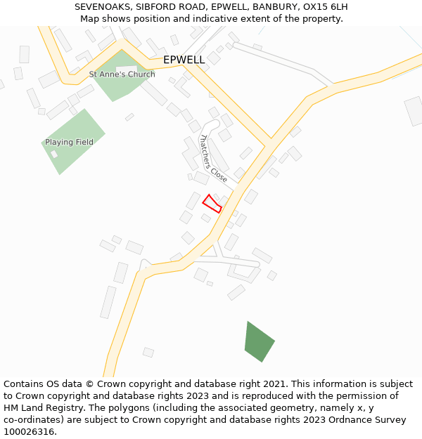 SEVENOAKS, SIBFORD ROAD, EPWELL, BANBURY, OX15 6LH: Location map and indicative extent of plot