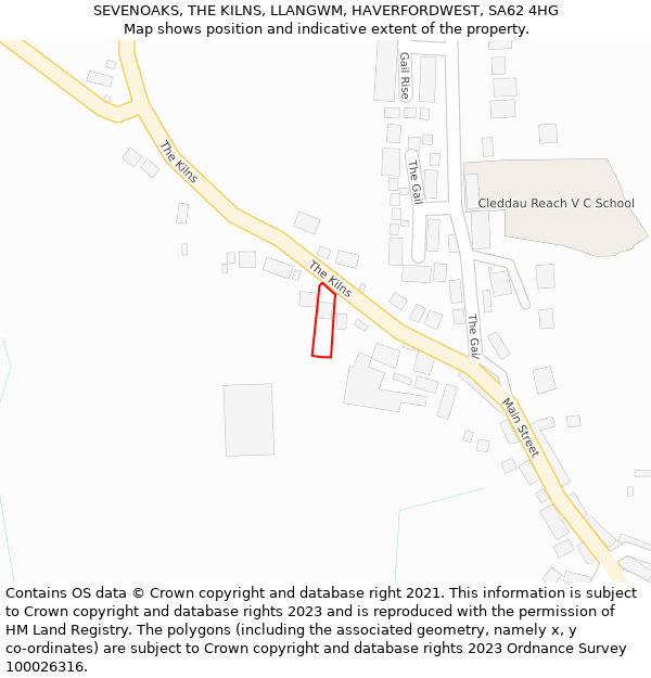 SEVENOAKS, THE KILNS, LLANGWM, HAVERFORDWEST, SA62 4HG: Location map and indicative extent of plot