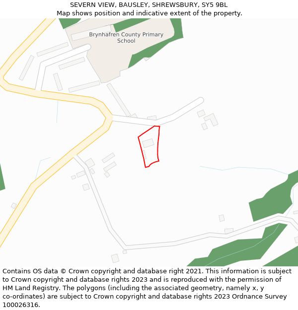 SEVERN VIEW, BAUSLEY, SHREWSBURY, SY5 9BL: Location map and indicative extent of plot