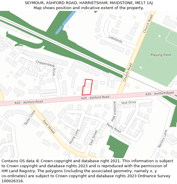 SEYMOUR, ASHFORD ROAD, HARRIETSHAM, MAIDSTONE, ME17 1AJ: Location map and indicative extent of plot