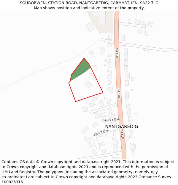 SGUBORWEN, STATION ROAD, NANTGAREDIG, CARMARTHEN, SA32 7LG: Location map and indicative extent of plot