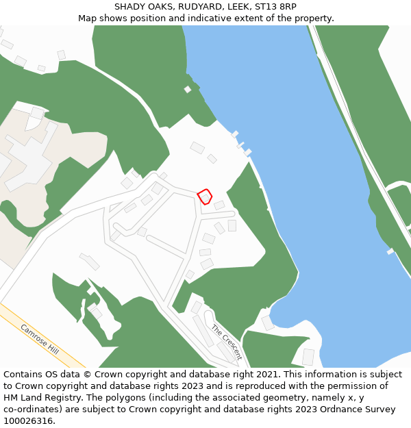 SHADY OAKS, RUDYARD, LEEK, ST13 8RP: Location map and indicative extent of plot