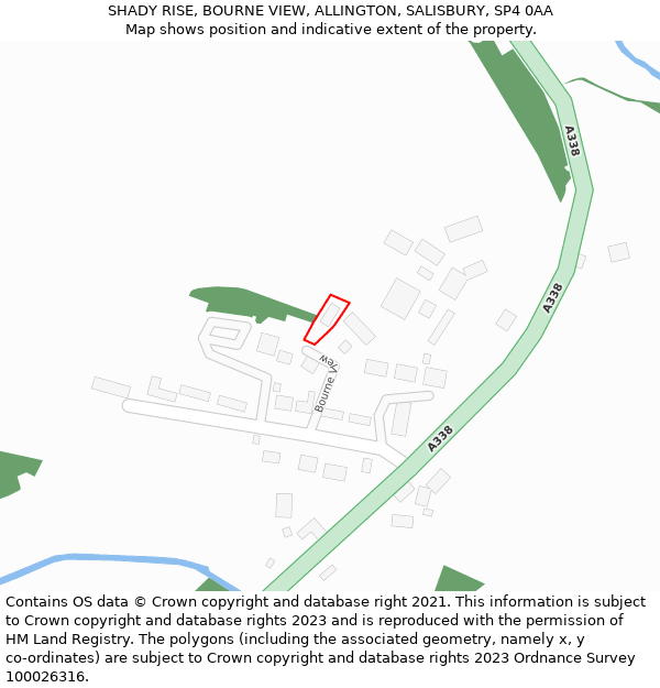 SHADY RISE, BOURNE VIEW, ALLINGTON, SALISBURY, SP4 0AA: Location map and indicative extent of plot