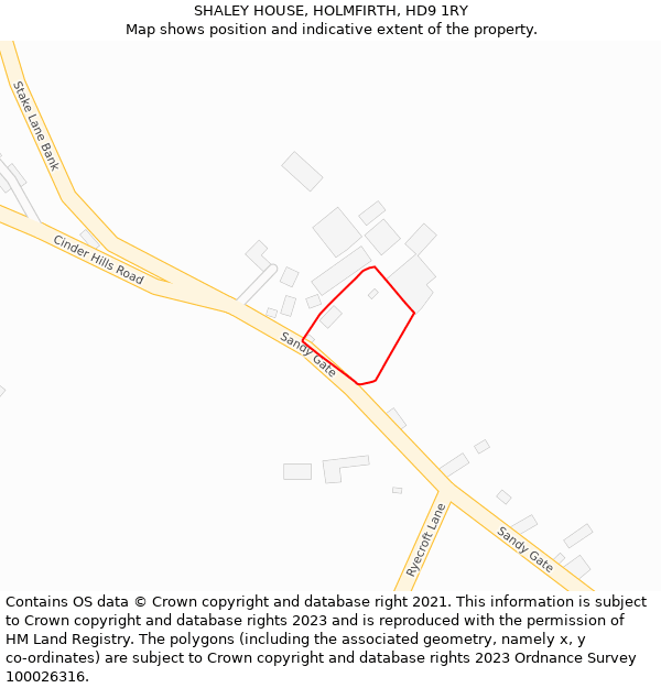 SHALEY HOUSE, HOLMFIRTH, HD9 1RY: Location map and indicative extent of plot