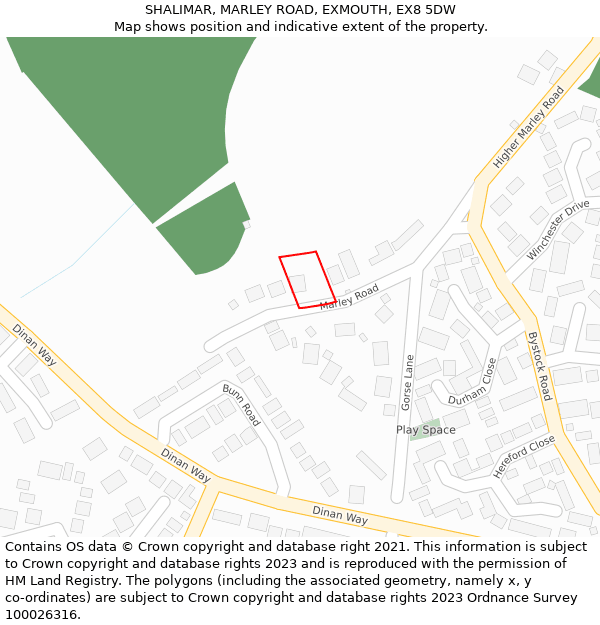 SHALIMAR, MARLEY ROAD, EXMOUTH, EX8 5DW: Location map and indicative extent of plot