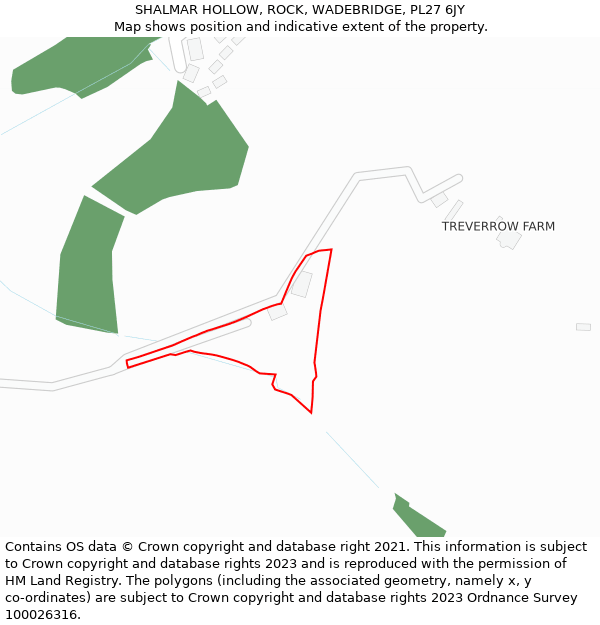 SHALMAR HOLLOW, ROCK, WADEBRIDGE, PL27 6JY: Location map and indicative extent of plot
