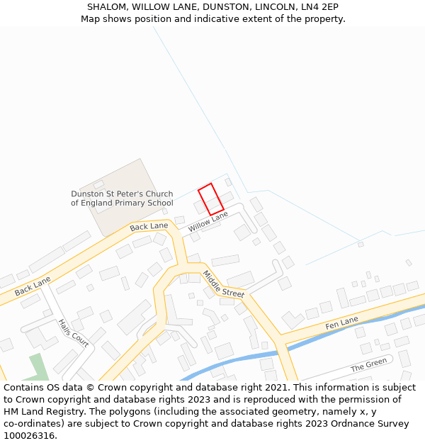 SHALOM, WILLOW LANE, DUNSTON, LINCOLN, LN4 2EP: Location map and indicative extent of plot