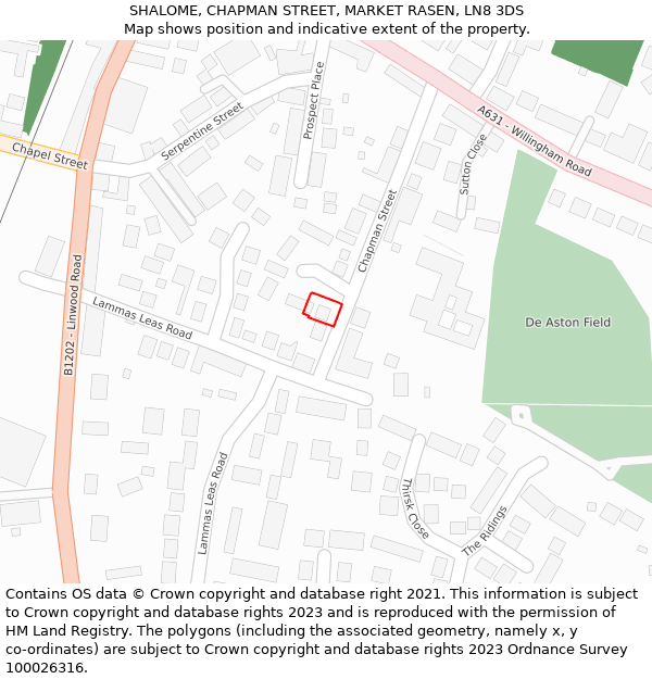 SHALOME, CHAPMAN STREET, MARKET RASEN, LN8 3DS: Location map and indicative extent of plot