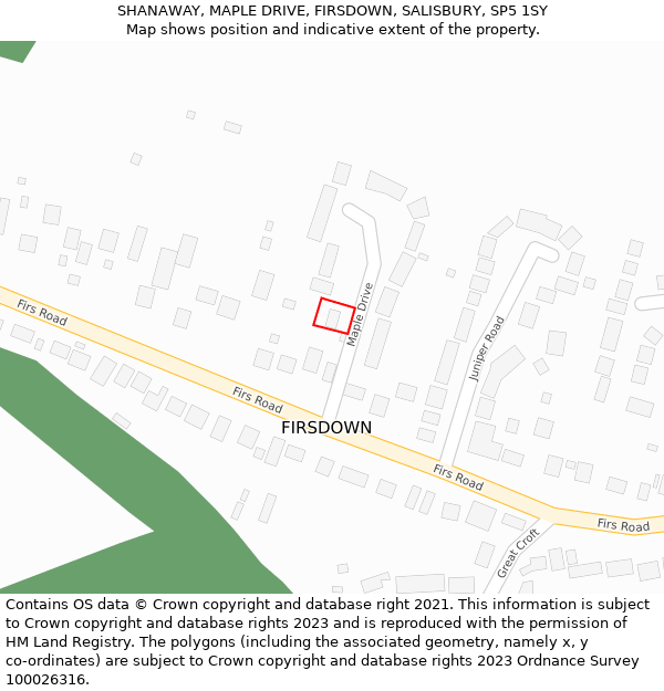 SHANAWAY, MAPLE DRIVE, FIRSDOWN, SALISBURY, SP5 1SY: Location map and indicative extent of plot