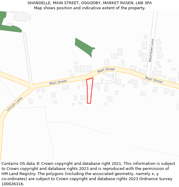 SHANDELLE, MAIN STREET, OSGODBY, MARKET RASEN, LN8 3PA: Location map and indicative extent of plot