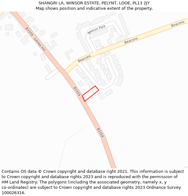 SHANGRI LA, WINSOR ESTATE, PELYNT, LOOE, PL13 2JY: Location map and indicative extent of plot