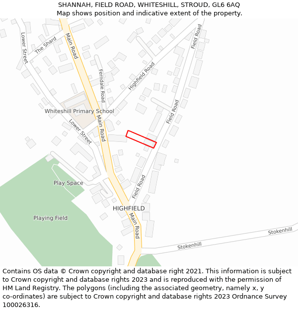 SHANNAH, FIELD ROAD, WHITESHILL, STROUD, GL6 6AQ: Location map and indicative extent of plot