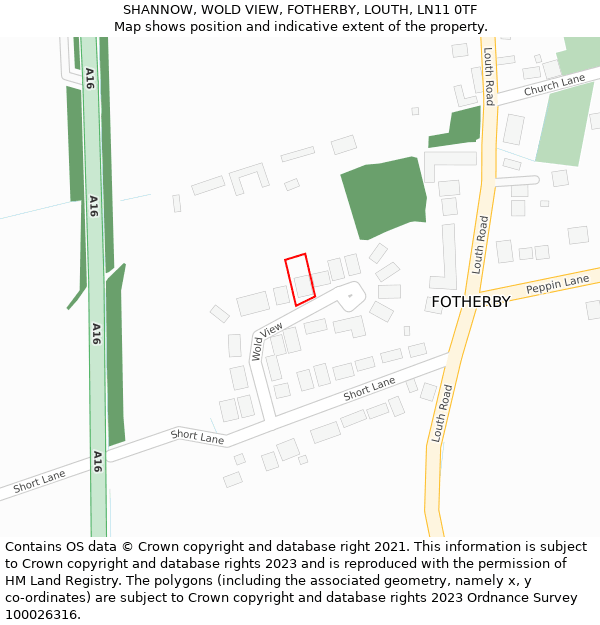 SHANNOW, WOLD VIEW, FOTHERBY, LOUTH, LN11 0TF: Location map and indicative extent of plot