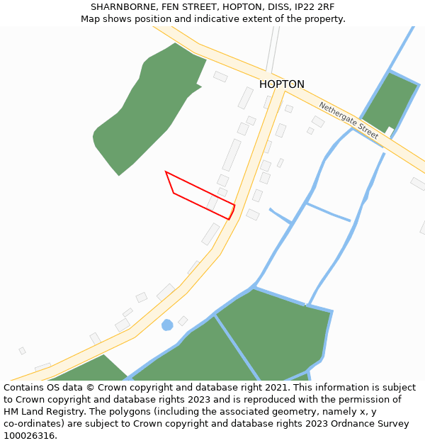 SHARNBORNE, FEN STREET, HOPTON, DISS, IP22 2RF: Location map and indicative extent of plot