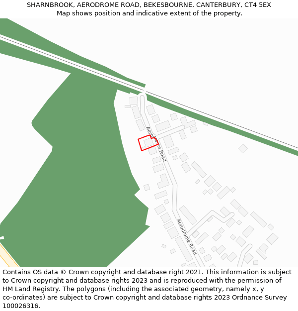 SHARNBROOK, AERODROME ROAD, BEKESBOURNE, CANTERBURY, CT4 5EX: Location map and indicative extent of plot