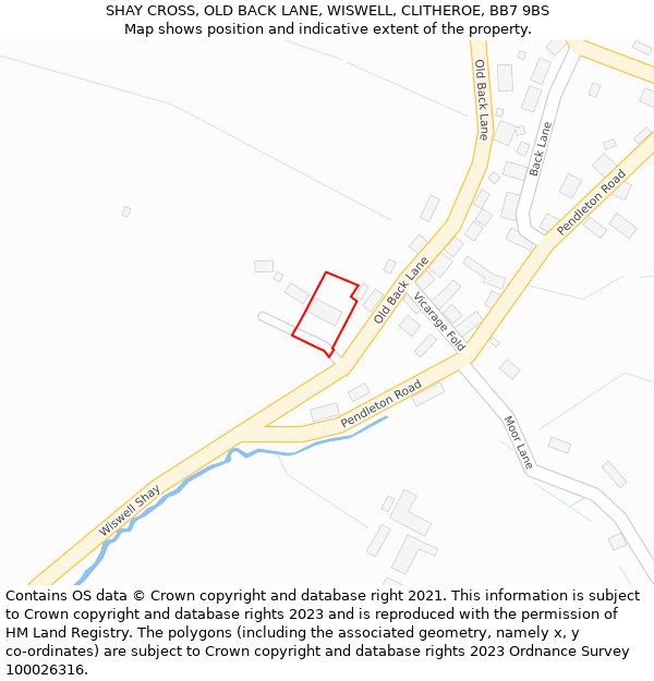 SHAY CROSS, OLD BACK LANE, WISWELL, CLITHEROE, BB7 9BS: Location map and indicative extent of plot