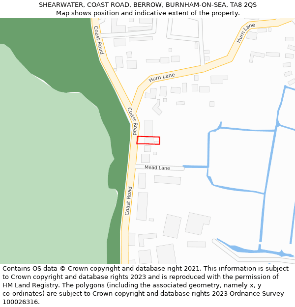 SHEARWATER, COAST ROAD, BERROW, BURNHAM-ON-SEA, TA8 2QS: Location map and indicative extent of plot