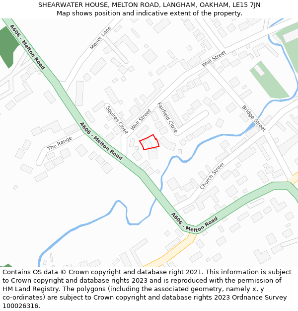 SHEARWATER HOUSE, MELTON ROAD, LANGHAM, OAKHAM, LE15 7JN: Location map and indicative extent of plot