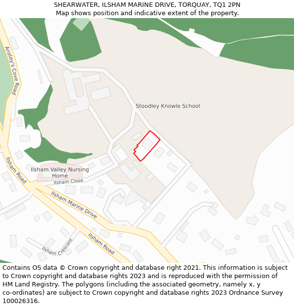 SHEARWATER, ILSHAM MARINE DRIVE, TORQUAY, TQ1 2PN: Location map and indicative extent of plot