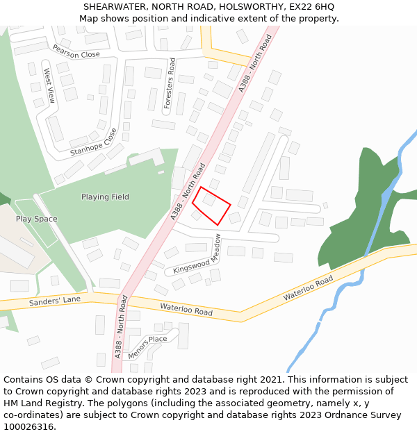 SHEARWATER, NORTH ROAD, HOLSWORTHY, EX22 6HQ: Location map and indicative extent of plot
