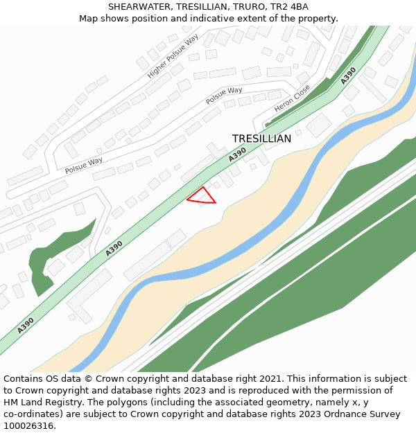 SHEARWATER, TRESILLIAN, TRURO, TR2 4BA: Location map and indicative extent of plot