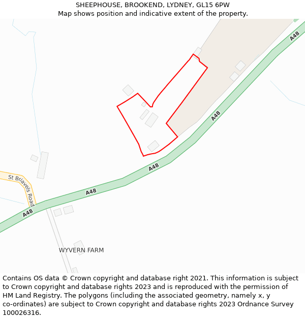 SHEEPHOUSE, BROOKEND, LYDNEY, GL15 6PW: Location map and indicative extent of plot