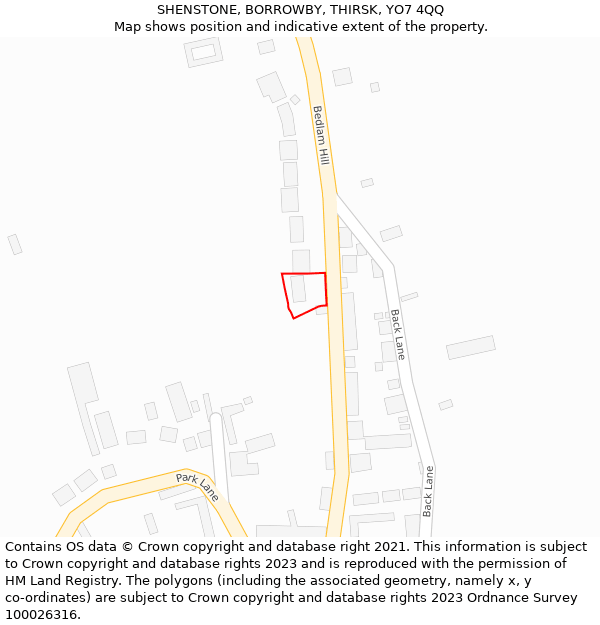 SHENSTONE, BORROWBY, THIRSK, YO7 4QQ: Location map and indicative extent of plot